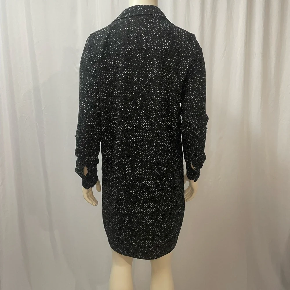 Lila Rose Long Sleeve Shirt Dress size Black and White Polka Dot Size Small - Picture 2 of 9